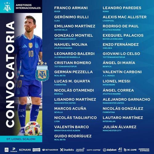 阿根廷国家队成员名单及号码